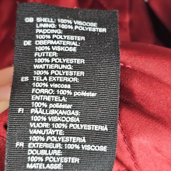 & Other Stories Womens 8 Bomber Jacket Red Wine Quilted Retro Varsity Style Coat - Picture 16 of 16